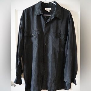 Bogari Black Long Sleeve Button-Up 100% Silk Men’s Shirt
